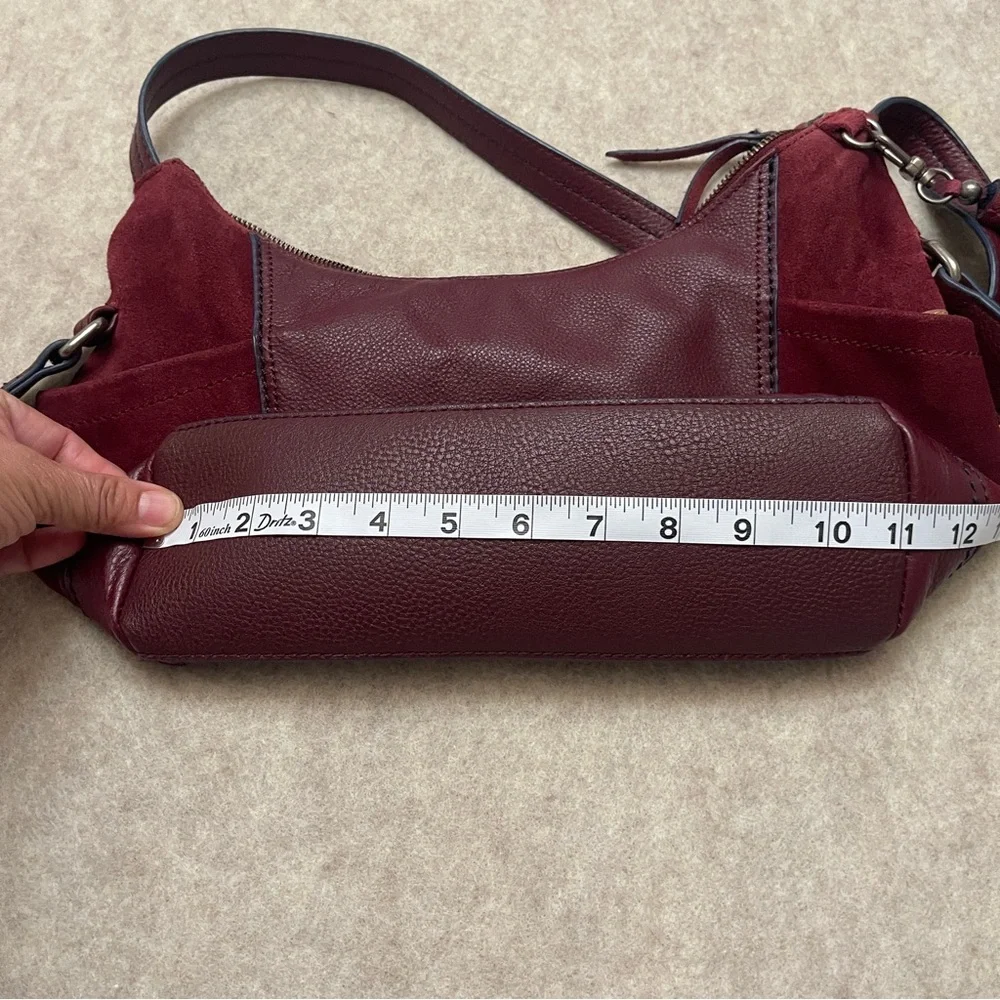The Sak Marrón Soft Leather and Suede Hobo Zip Shoulder Handbag Purse
